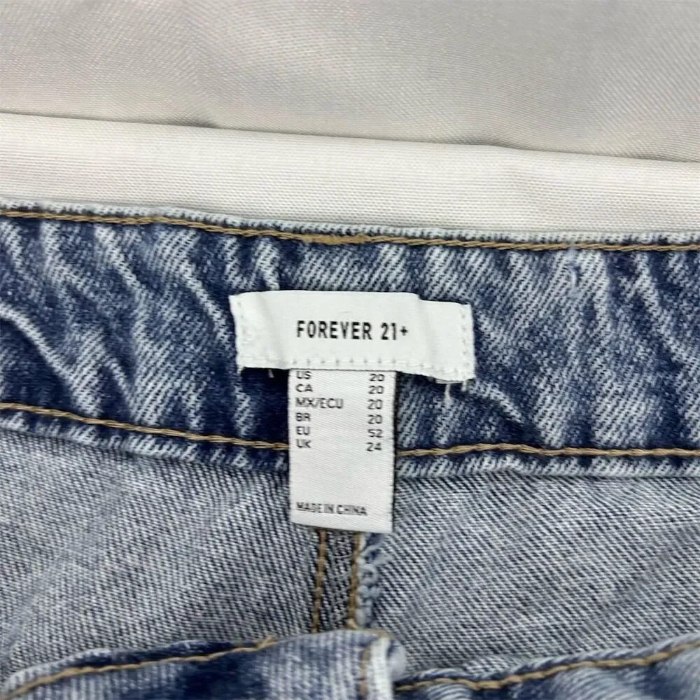 FOREVER 21 Women's High Rise Denim Shorts Distressed Frayed Hem Size 20 NWT - Picture 5 of 12